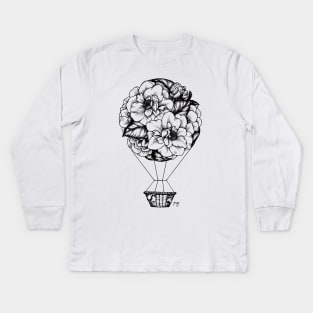 Floral Hot Air Balloon Kids Long Sleeve T-Shirt